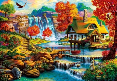 Bluebird Puzzle legpuzzel Country House by the Water Fall - 1000 stukjes.