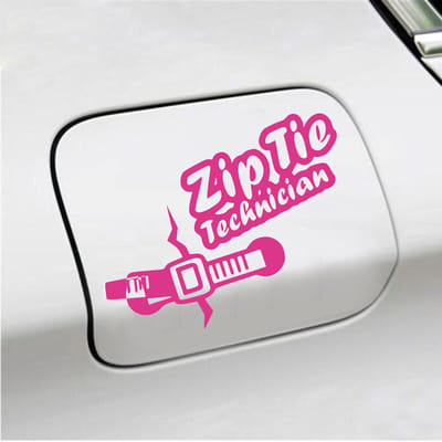 Bumpersticker - Zip Tie Technician - 11,2 X 14,8 - Roze