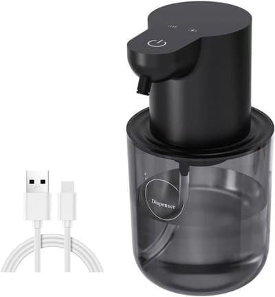 KZQ Handzeepdispenser – Elektrische zeepdispenser – Automatische sensor – Inhoud: 400 ml – Vier instelbare standen – Geschikt voor handen wassen, badkamer en keuken – Zwart