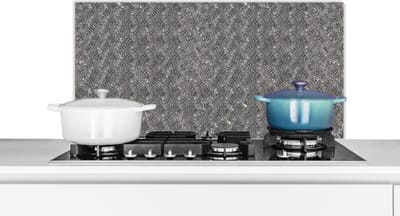 Spatscherm keuken 90x45 cm - Kookplaat achterwand Metaal - Industrieel - Patronen - Muurbeschermer - Spatwand fornuis - Hoogwaardig aluminium