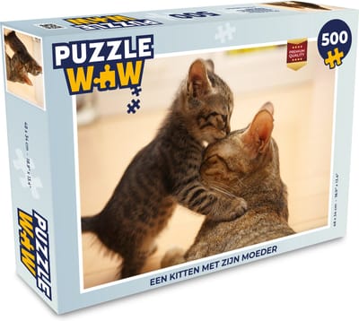 Puzzel Een kitten met zijn moeder - Legpuzzel - Puzzel 500 stukjes