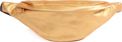KIMU® Heuptasje Goud Rond - Metallic Fanny Pack met Achtervak - Crossbody Tasje Heuptas Gouden Tas Festival