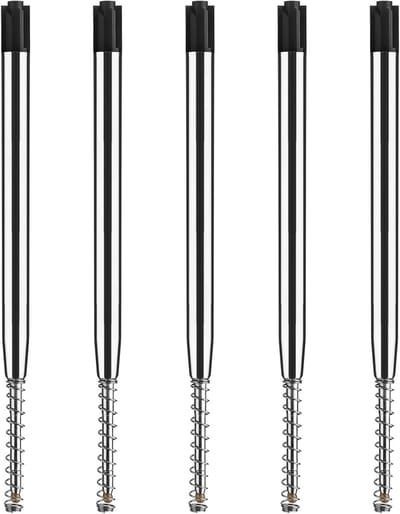 Vervangbare balpen navullingen 5 stuks met metalen veer, soepel schrijven, 0.7mm navullingen voor school en kantoor benodigdheden (Zwart)