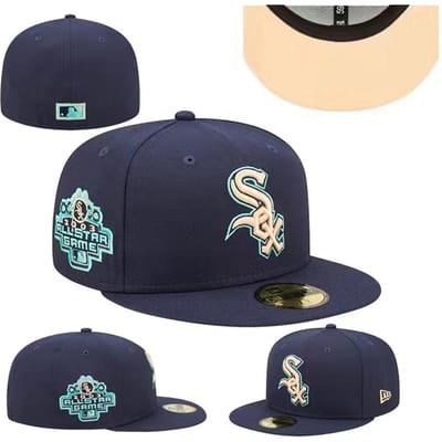 Chicago White Sox maat pet, gesloten hoed, honkbalpet, zonneklep, geborduurde hoed, diverse kleuren 714 beige