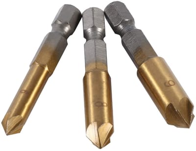 Dailygoods- Verzinkboor 6 mm - 90 Graden Afschuining - 19 mm - Vijf Fluiten Ontwerp - Houtbewerking - Set van 6 Stuks - Boorset