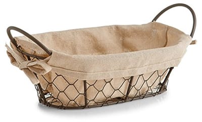 Broodmandje Draad/Linnen 26 x 17 x 9 cm in Bruin/Beige