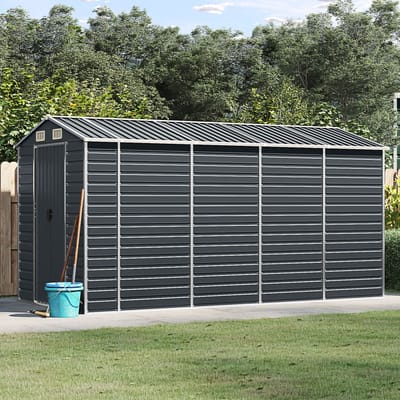vidaXL - Tuinschuur - 191x385x198 - cm - gegalvaniseerd - staal - antracietkleurig