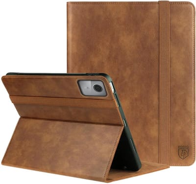 Rosso Element Hoes Geschikt voor Lenovo Tab M11 | Book Case | Volledige bescherming | Elastische band | Sleep/Wake functie | Met Penhouder | Verstelbare standaard | Bruin
