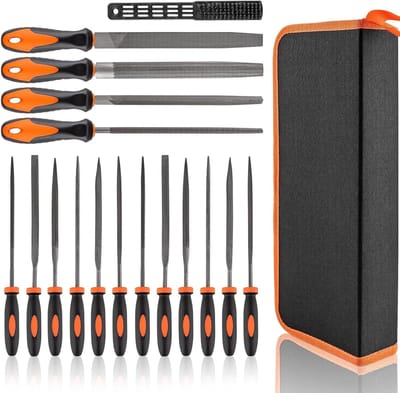 Metalen Vijlenset - Diverse Vijlen - Hout Metaal Bewerken - 17 Delig Robuust - 33 cm Lengte - Grijs
