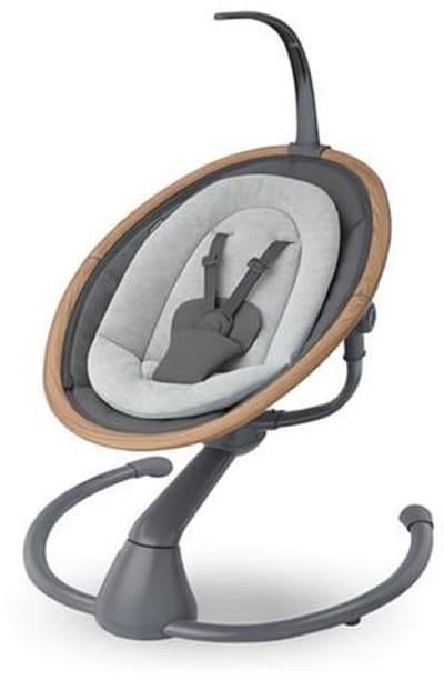 Elektrische babyswing 0-6 maanden 9 kg 360° draaibaar 12 melodieën automatische bewegingsdetectie 5 snelheden 2 standen Essential Graphite
