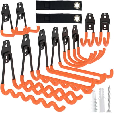 Unyqoos ® Veelzijdige Zware Dubbele Wandhaken Set met Klittenband en Gereedschapshouder