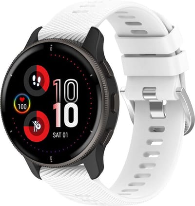 Strap-it Siliconen bandje geschikt voor Garmin Vivoactive 6 / 5 / 3 / Vivomove / 3 / HR / Style / Luxe / Sport / Trend / Forerunner 645 / 570 / 245 / 170 / 165 / 70 / 55 / Venu / SQ / SQ2 / 2 Plus / Approach S12 / S40 / S42 / S44 / S50 - Wit