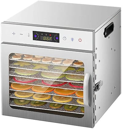 Voedsel Dehydrator Machine Rvs 8 Trays 400 W Huishoudelijke Groenten Fruit Vriesdroger Met Timer LED Intelligentie - Premium - Voedseldroger - Duurzaam - Zilver - Gezond Snacks Maken - Geschikt voor Thuisgebruik - Zwart Model