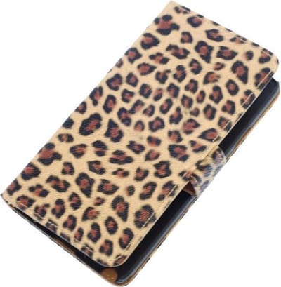 Licht Bruin Luipaard booktype wallet cover hoesje voor HTC Desire 700