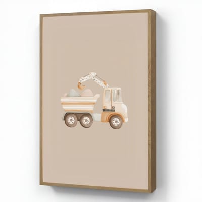 Nachtlampje 60x90 cm - Kinder lamp - Kiepwagen - Auto - Beige - Tafellamp kinderkamer draadloos - Slaapkamer lampje - Bedlamp kinderen - Kinderlampje - Wandlamp babykamer - Nachtlampjes