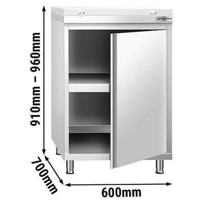 GGM Gastro Edelstahl Arbeitsschrank PREMIUM - 600x700mm - mit Flügeltür - inkl. Schneideplatte Weiß