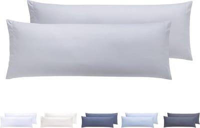 Famanu - Kussenslopen set van 2, microvezel 90x40 cm, extra zacht en hypoallergeen – lichtgrijs