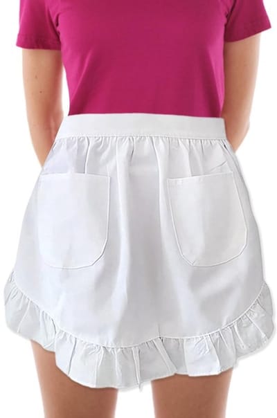 Allecto - Witte schort - Halve kleur - Vintage met ruches - Dubbele