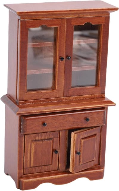 Poppenhuiskast Hout - Miniatuur Vitrine - Poppenhuis Decoratie - Verstelbare Plank - Schaal 1:12