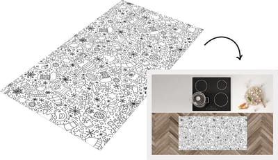 Keukenloper - Loper keuken - Design - Winter - Zwart - Wit - Kerst - 120x60 cm - Keukenloper vinyl