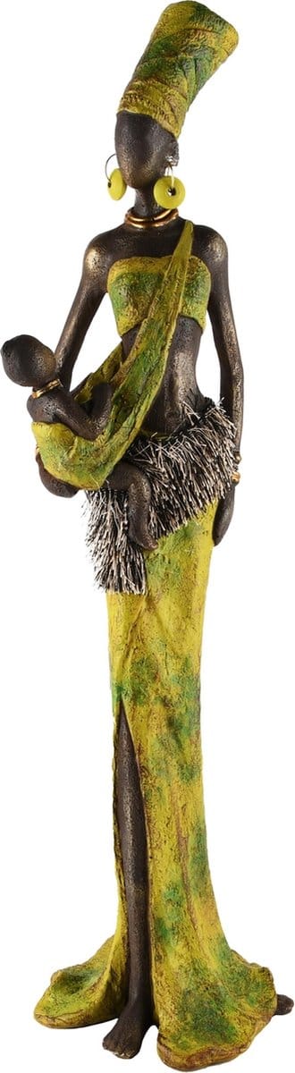 Dekoratief | Afrikaanse dame staand m/baby, resina, 15x13x49cm | A245897