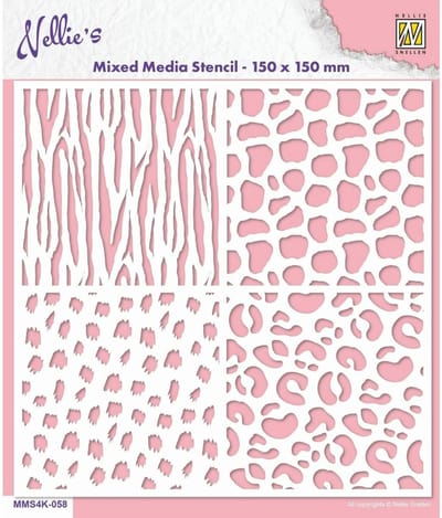 Mixed media stencil 15 x 15 cm - Animal prints
