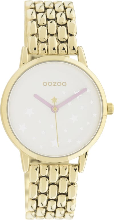 OOZOO Timpieces - goudkleurige horloge met goudkleurige roestvrijstalen armband - C11027