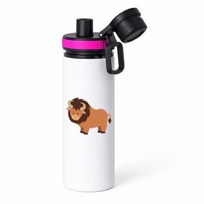 Hacebo® - Stieren waterfles met draaidop roze - Stier - Dieren liefhebbers - Bizon - koeien - water fles - 850ML