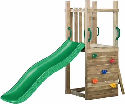 SwingKing Speeltoestel Irma - Houten speeltoren met glijbaan - 3 tot 8 jaar