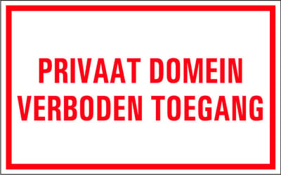 Privaat domein tekstbord - kunststof 400 x 250 mm