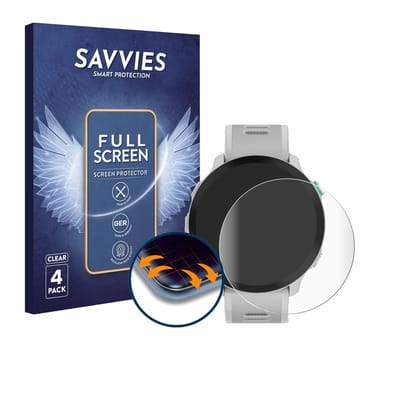 Savvies - Screenprotector voor Garmin Forerunner 55 - Folie Beschermfolie transparant volledig dekking 4 Stuks