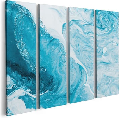 Artaza Canvas Schilderij Vierluik Abstracte Kunst van een Oceaan - 80x60 - Foto Op Canvas - Canvas Print