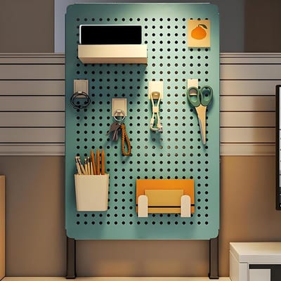 Bureau Pegboard - Bureau Organizer - Werkplek Inrichten - Montage Zonder Bohrwerk - 50 x 30 cm - Blauw