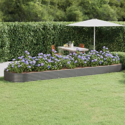 vidaXL - Plantenbak - 523x140x36 - cm - gegalvaniseerd - staal - grijs
