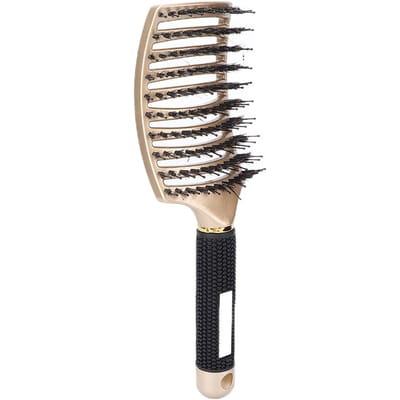 Gebogen ontwarborstel Nylon Professionele Haar Paddle Ontwarborstel voor Haarstyling Goud black