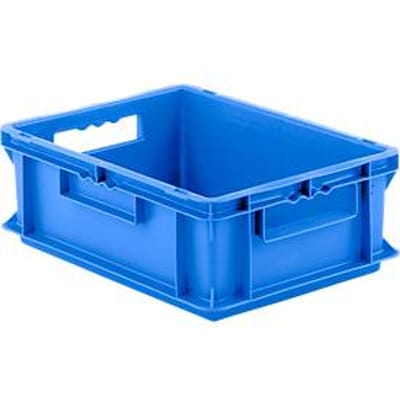 Eurobox serie EF 4140 - gemaakt van PP - inhoud 12,8 liter - gesloten wanden - geperforeerd handvat - blauw