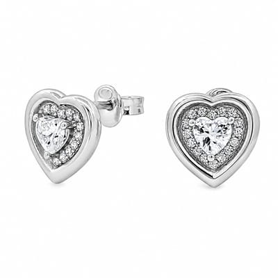 Juwelier Zwartevalk - Zilveren (gerhodineerd) hartjes oorbellen met zirkonia - 22.357-W