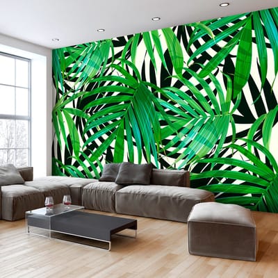98cm X 70cm - Zelfklevend fotobehang -  Tropische Bladeren  , Premium Print