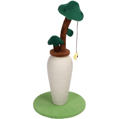 Krabpaal voor Katten Interactieve Klauwschuurder Geldboom Vorm Verticale Sisal Touw Krabpaalpaal voor Binnenkatten white