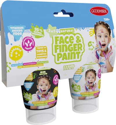 Natural Face & Fingerpaint Tube - Zwart en Wit, 2x65ml - schmink