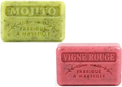Soap bar set - zeep savon de marseille Mojito + Vigne rouge 2x125 gr. - cocktail set zeep - zomerse zeep - giftset cocktail zeep -
