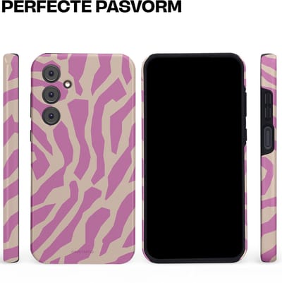 Casetastic hoesje geschikt voor Samsung Galaxy A35 - Dubbellaagse bescherming - Zebra Roze Magenta Flow - Fashion Case - Lila Zand