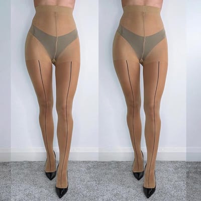 2 Paires de Bas Couture Femme Bas Transparents Été Sexy Taille Haute Bas à Motifs Talon Cubain Avec Gousset de Maintien M brown