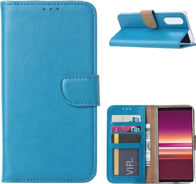 LuxeBass Hoesje geschikt voor Sony Xperia 5 - Bookcase Turquoise - portemonnee hoesje gsm hoesje - telefoonhoes - telefoonhoesjes
