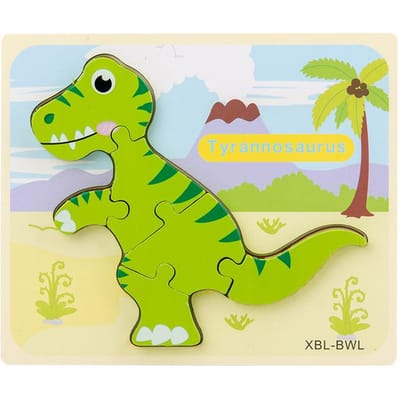 Houten Cartoon Dinosaurussen 3D Puzzel Jigsaw voor Kinderen Jongen Meisje Montessori Vroeg Leren Educatieve Puzzel Speelgoed beige
