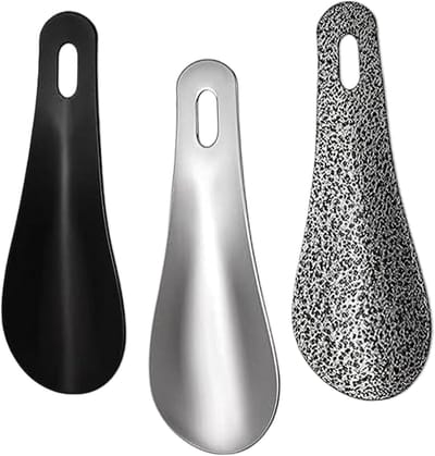 Set van 3 mini roestvrijstalen schoenlepels van 10 cm, ideaal voor reizen, met ophanggat voor senioren en volwassenen