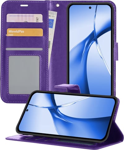 Hoesje - Geschikt voor OnePlus Nord CE4 - Luxe Bookcase - Walletcase Hoes - Portemonnee - Cover - Telefoonhoes - Paars