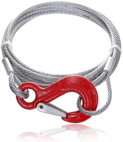 Staalkabel met haak - Aanslagkabel lus - Lasten hijsen - Kwaliteitsklasse 8 - 20 meter - Zilver