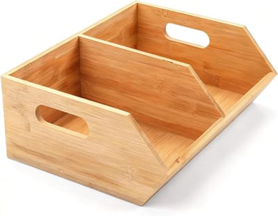 Opbergkast Organizer - Houten Container - Keuken Organiseren - Stapelbaar Ontwerp - 13x30.5x13 cm - Natuurlijk Hout