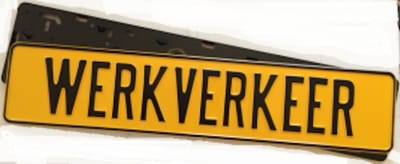 Werkverkeer Bord / 52x11 cm / Aluminium / Met Gratis Houder